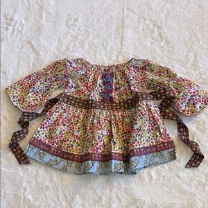 Matilda Jane Girls Floral Peasant Top/Dress with Ribbon Waist  SZ 2